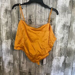 NWT Gianni Bini gold spaghetti strap crop shirt L